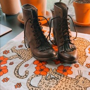 leather freebird lace up boots